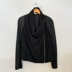 Helmut Lang Leather Asymmetrical Cowl Neck Jacket
